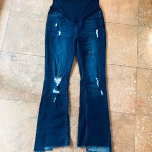 Pinkblush maternity distressed crop flare jeans 27
